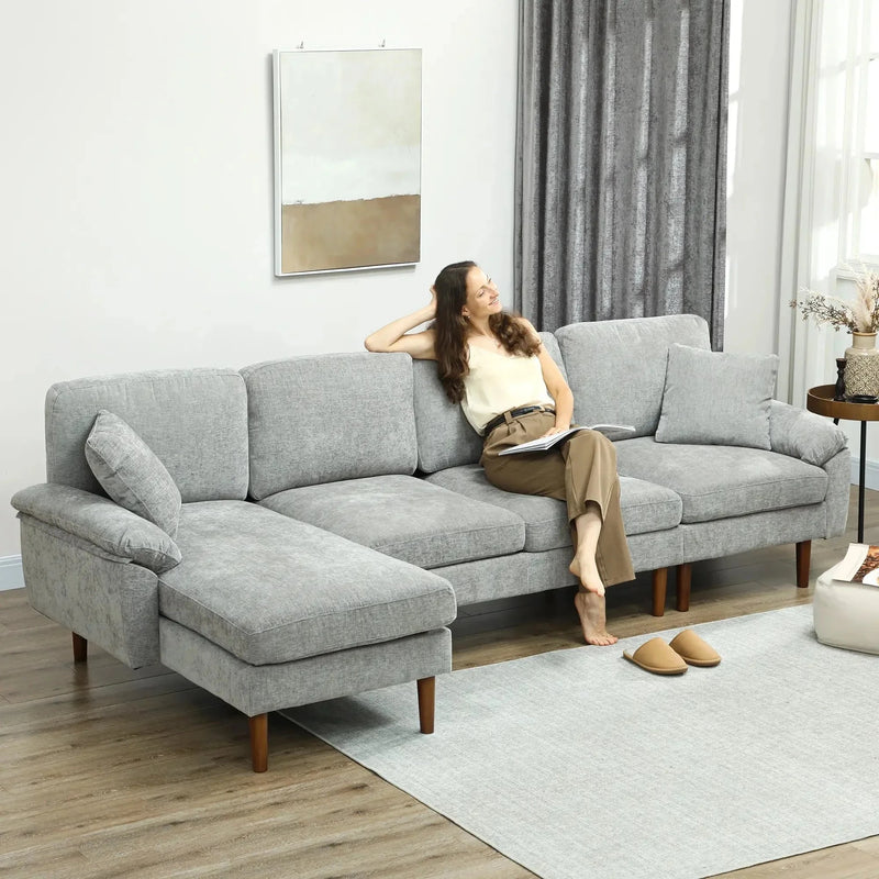 Aosom Sectional Modern L-Shaped Sectional Sofa with Reversible Chaise - Available in 3 Colours