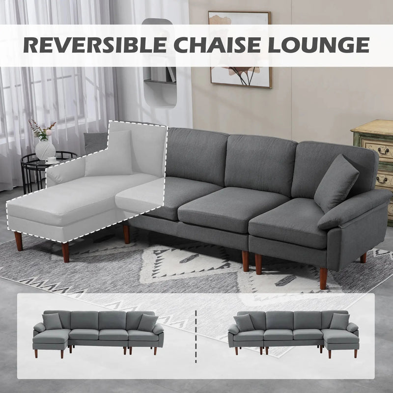 Aosom Sectional Modern L-Shaped Sectional Sofa with Reversible Chaise - Available in 3 Colours