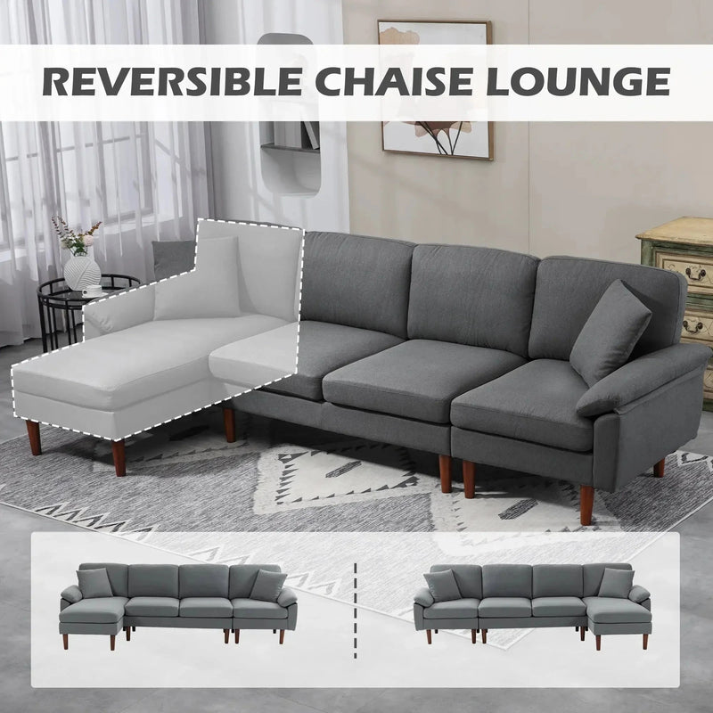Aosom Sectional Modern L-Shaped Sectional Sofa with Reversible Chaise - Available in 3 Colours