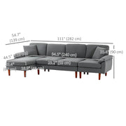 Aosom Sectional Modern L-Shaped Sectional Sofa with Reversible Chaise - Available in 3 Colours