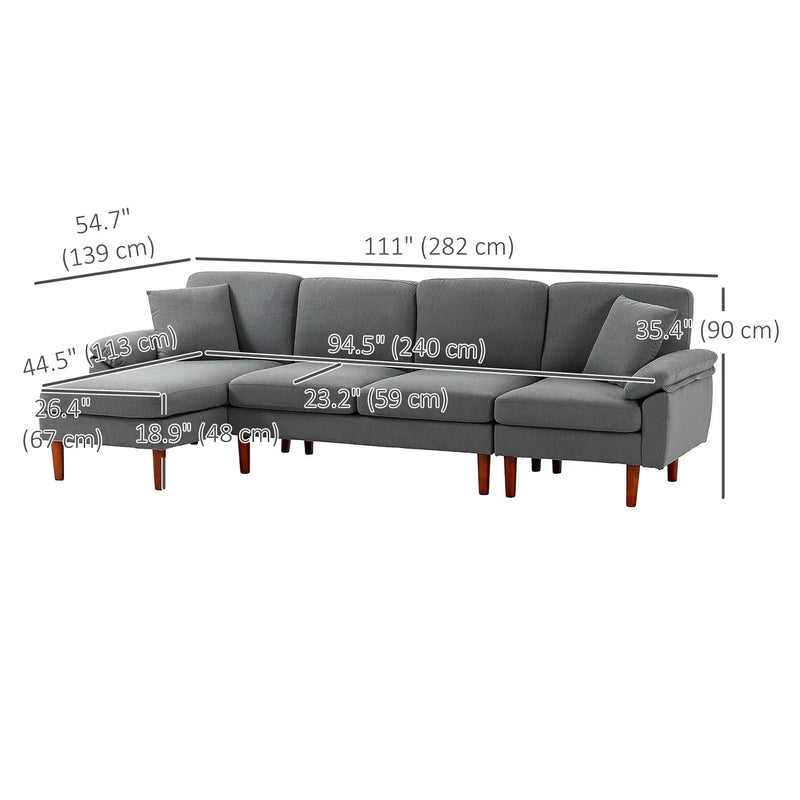 Aosom Sectional Modern L-Shaped Sectional Sofa with Reversible Chaise - Available in 3 Colours