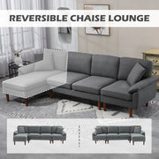 Aosom Sectional Modern L-Shaped Sectional Sofa with Reversible Chaise - Available in 3 Colours
