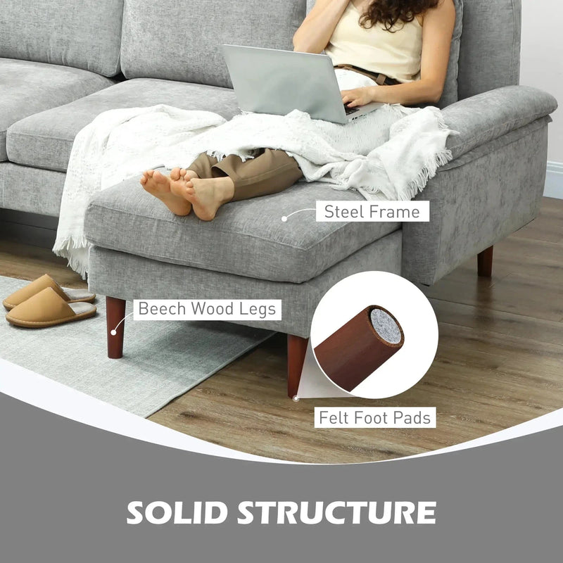 Aosom Sectional Modern L-Shaped Sectional Sofa with Reversible Chaise - Available in 3 Colours