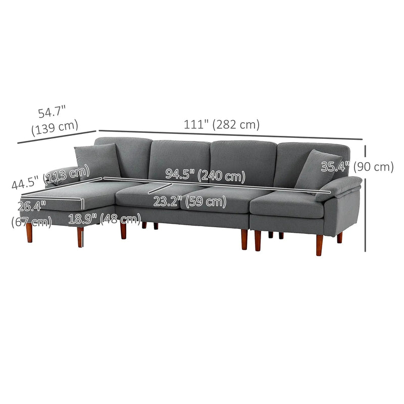 Aosom Sectional Modern L-Shaped Sectional Sofa with Reversible Chaise - Available in 3 Colours