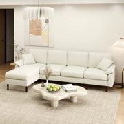 Aosom Sectional Modern L-Shaped Sectional Sofa with Reversible Chaise in Cream White