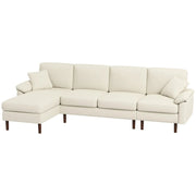 Aosom Sectional Modern L-Shaped Sectional Sofa with Reversible Chaise in Cream White
