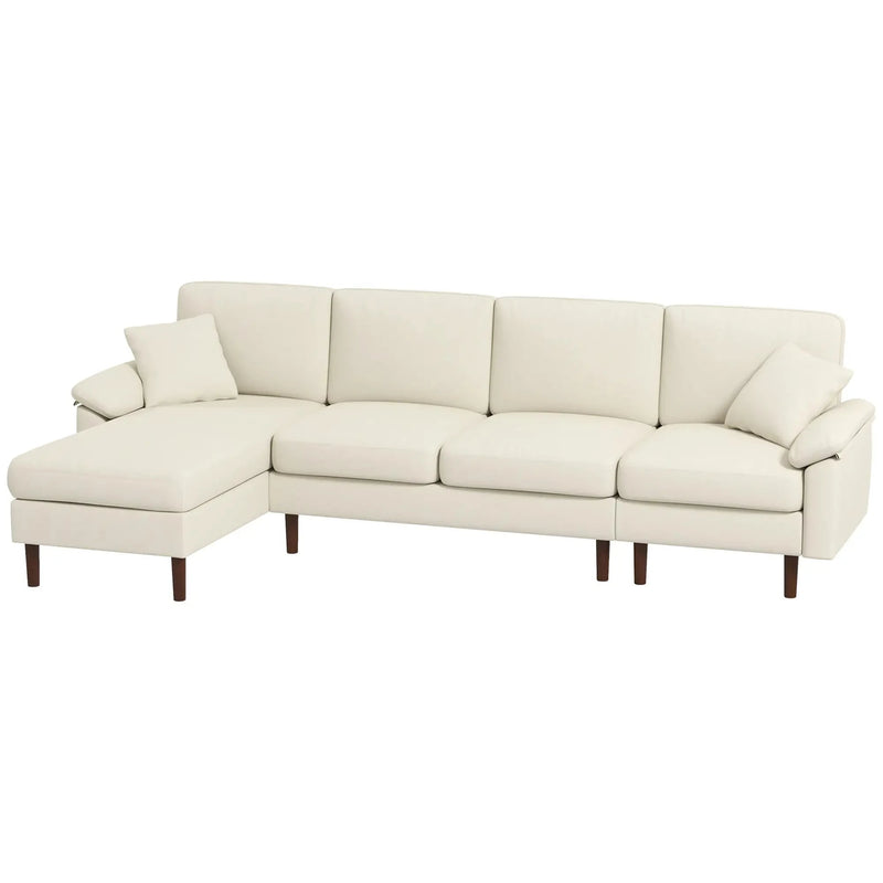 Aosom Sectional Modern L-Shaped Sectional Sofa with Reversible Chaise in Cream White