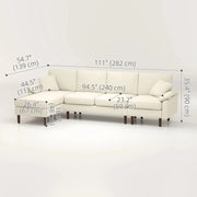 Aosom Sectional Modern L-Shaped Sectional Sofa with Reversible Chaise in Cream White