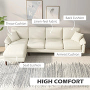 Aosom Sectional Modern L-Shaped Sectional Sofa with Reversible Chaise in Cream White
