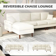 Aosom Sectional Modern L-Shaped Sectional Sofa with Reversible Chaise in Cream White