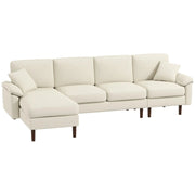 Aosom Sectional Modern L-Shaped Sectional Sofa with Reversible Chaise in Cream White