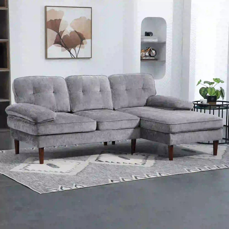 Aosom Sectional Modern Tufted L-Shaped Sectional Sofa with Right Facing Chaise - Available in 2 Colours