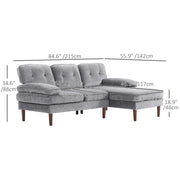 Aosom Sectional Modern Tufted L-Shaped Sectional Sofa with Right Facing Chaise - Available in 2 Colours