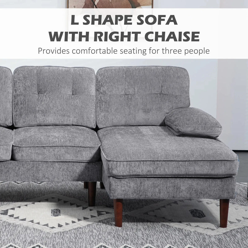 Aosom Sectional Modern Tufted L-Shaped Sectional Sofa with Right Facing Chaise - Available in 2 Colours