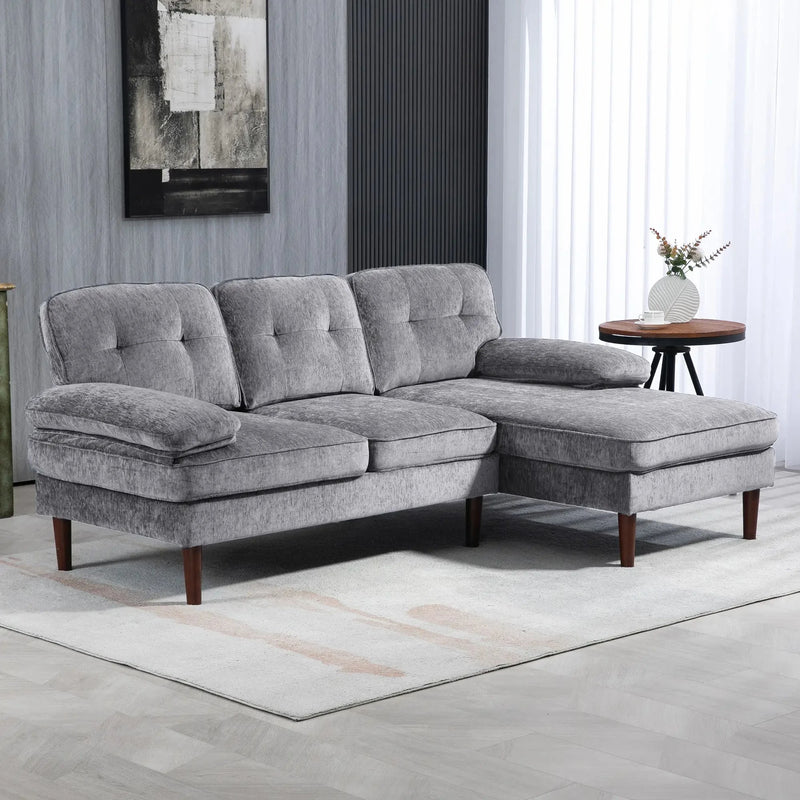 Aosom Sectional Modern Tufted L-Shaped Sectional Sofa with Right Facing Chaise - Available in 2 Colours