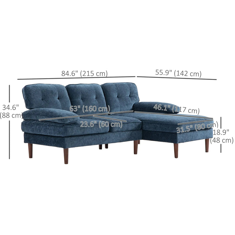 Aosom Sectional Modern Tufted L-Shaped Sectional Sofa with Right Facing Chaise - Available in 2 Colours