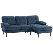 Aosom Sectional Navy Blue Modern Tufted L-Shaped Sectional Sofa with Right Facing Chaise - Available in 2 Colours