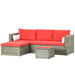 Aosom Sectional Red 3 Piece Modern Outdoor Patio Hand Woven Rattan Wicker Sectional Sofa with Coffee Table - Available in 5 Colours