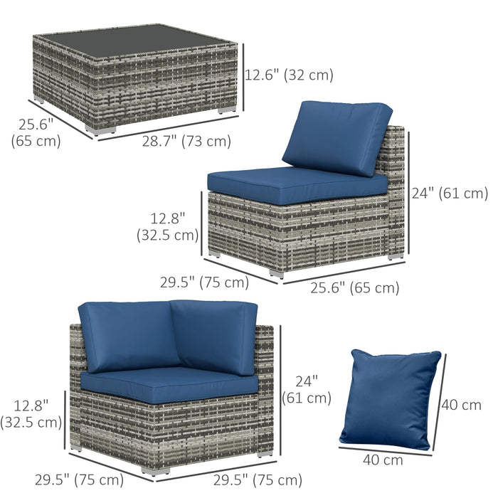 Aosom Sectional Sofa 7 Piece Outdoor Patio Rattan Wicker Modular U-Shaped Sectional Sofa Set with Coffee Table - Available in 11 Colours