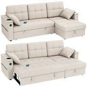 Aosom Sectional Sofa 84.8" Convertible L-Shaped Sectional Sofa Bed - Available in 3 Colours