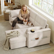 Aosom Sectional Sofa 84.8" Convertible L-Shaped Sectional Sofa Bed - Available in 3 Colours
