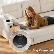 Aosom Sectional Sofa 84.8" Convertible L-Shaped Sectional Sofa Bed - Available in 3 Colours