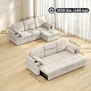 Aosom Sectional Sofa 84.8" Convertible L-Shaped Sectional Sofa Bed - Available in 3 Colours