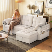 Aosom Sectional Sofa 84.8" Convertible L-Shaped Sectional Sofa Bed - Available in 3 Colours