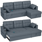 Aosom Sectional Sofa 84.8" Convertible L-Shaped Sectional Sofa Bed - Available in 3 Colours