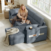 Aosom Sectional Sofa 84.8" Convertible L-Shaped Sectional Sofa Bed - Available in 3 Colours