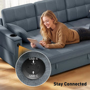 Aosom Sectional Sofa 84.8" Convertible L-Shaped Sectional Sofa Bed - Available in 3 Colours