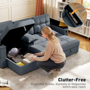 Aosom Sectional Sofa 84.8" Convertible L-Shaped Sectional Sofa Bed - Available in 3 Colours