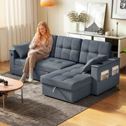 Aosom Sectional Sofa 84.8" Convertible L-Shaped Sectional Sofa Bed - Available in 3 Colours