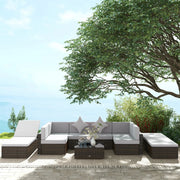 Aosom Sectional Sofa 9 Piece Deluxe Outdoor Patio Garden Wicker Rattan Sectional Sofa Set with 2 Lounge Chairs - Available in 4 Colours