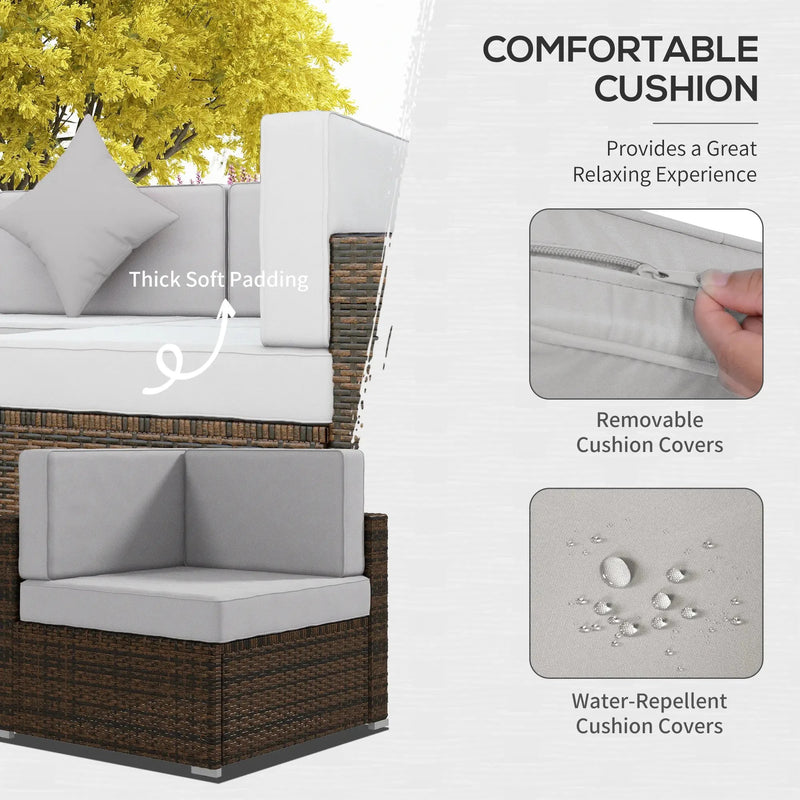 Aosom Sectional Sofa 9 Piece Deluxe Outdoor Patio Garden Wicker Rattan Sectional Sofa Set with 2 Lounge Chairs - Available in 4 Colours