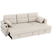 Aosom Sectional Sofa Beige 84.8" Convertible L-Shaped Sectional Sofa Bed - Available in 3 Colours