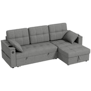 Aosom Sectional Sofa HOMCOM Convertible  L-Shaped Sectional Sofa Bed in Grey