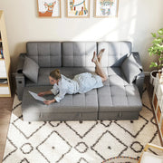 Aosom Sectional Sofa HOMCOM Convertible  L-Shaped Sectional Sofa Bed in Grey