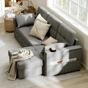 Aosom Sectional Sofa HOMCOM Convertible  L-Shaped Sectional Sofa Bed in Grey
