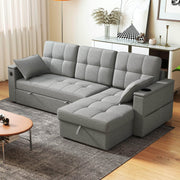 Aosom Sectional Sofa HOMCOM Convertible  L-Shaped Sectional Sofa Bed in Grey