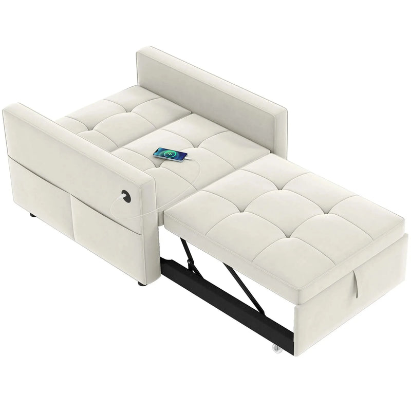 Aosom Sleeper Chair HOMCOM Convertible Pull Out Sleeper Chair with USB - Available in 2 Colours