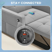 Aosom Sleeper Chair HOMCOM Convertible Pull Out Sleeper Chair with USB - Available in 2 Colours