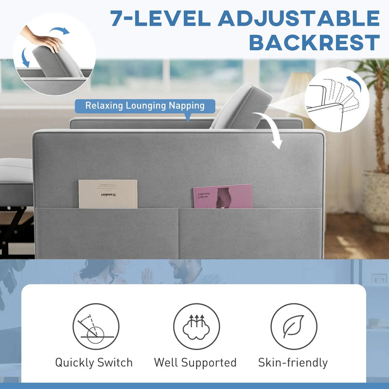 Aosom Sleeper Chair HOMCOM Convertible Pull Out Sleeper Chair with USB - Available in 2 Colours