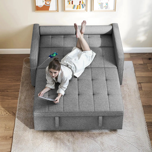 Aosom Sofa Bed HOMCOM Pull Out Sleeper Sofa Bed in Grey