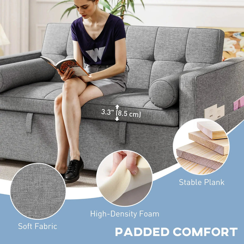 Aosom Sofa Bed HOMCOM Pull Out Sleeper Sofa Bed in Grey