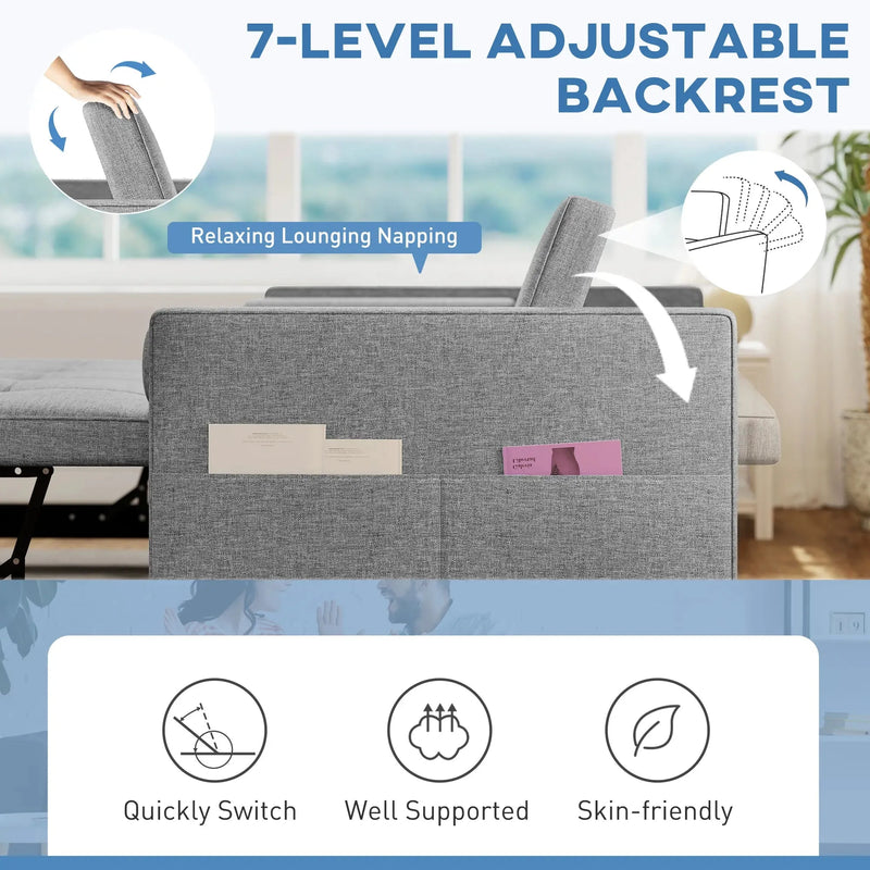 Aosom Sofa Bed HOMCOM Pull Out Sleeper Sofa Bed in Grey