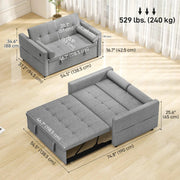 Aosom Sofa Bed HOMCOM Pull Out Sleeper Sofa Bed in Grey
