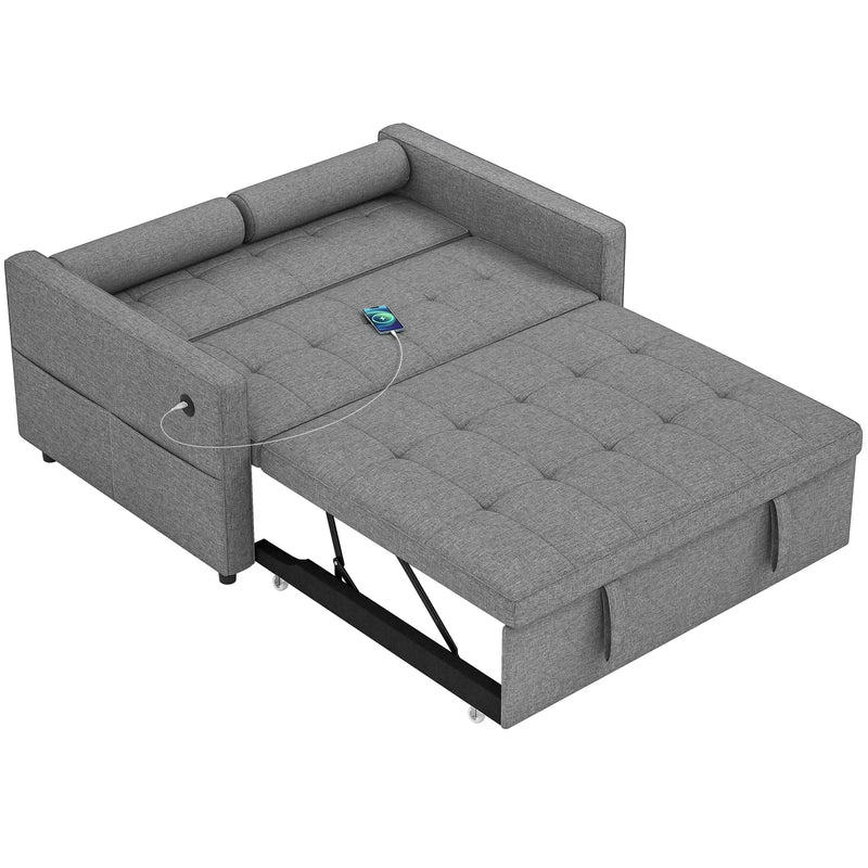 Aosom Sofa Bed HOMCOM Pull Out Sleeper Sofa Bed in Grey