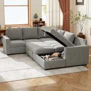 Aosom Sofa Bed HOMCOM Velvet Upholstery U-Shaped Pull Out Sleeper Sofa Bed in Grey