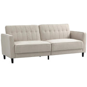 Aosom Sofa Beige Button Tufted Fabric Convertible Sofa Bed with Adjustable Back - Available in 3 Colours